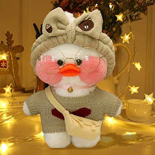 HICAS Gelbe Ente Kuscheltier Niedlich Plüsch Weiche Ente 30cm Plüschpuppe Korean Netred Trägt Hyaluronsäure Kleine Gelbe Ente Puppe Überraschungsgeschenke für Kinder (Weiße Ente 03) von HICAS