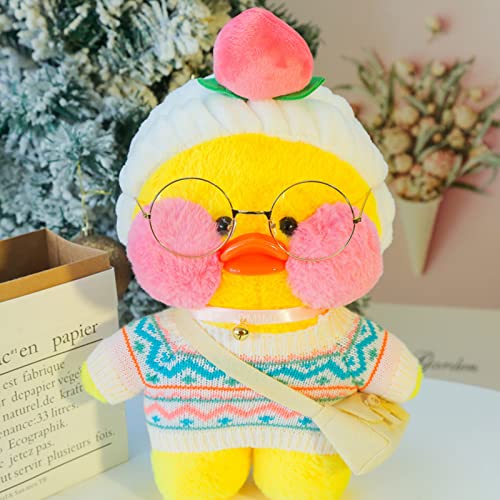 HICAS Gelbe Ente Kuscheltier Niedlich Plüsch Weiche Ente Plüschpuppe Korean Netred Trägt Hyaluronsäure Kleine Gelbe Ente Puppe Kinderspielzeug Geburtstagsgeschenk 30cm (Gelbe Ente 06) von HICAS