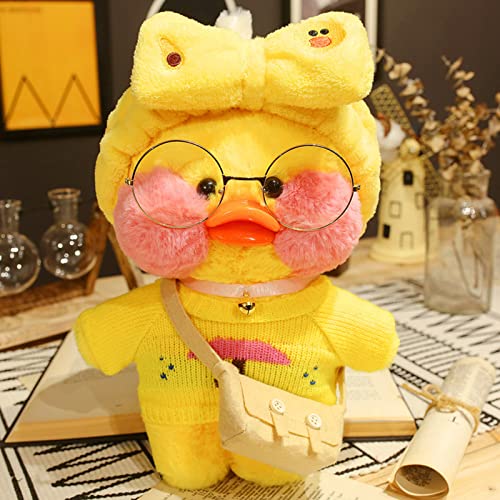 HICAS Gelbe Ente Kuscheltier Niedlich Plüsch Weiche Ente Plüschpuppe Korean Netred Trägt Hyaluronsäure Kleine Gelbe Ente Puppe Kinderspielzeug Geburtstagsgeschenk 30cm (Gelbe Ente 07) von HICAS