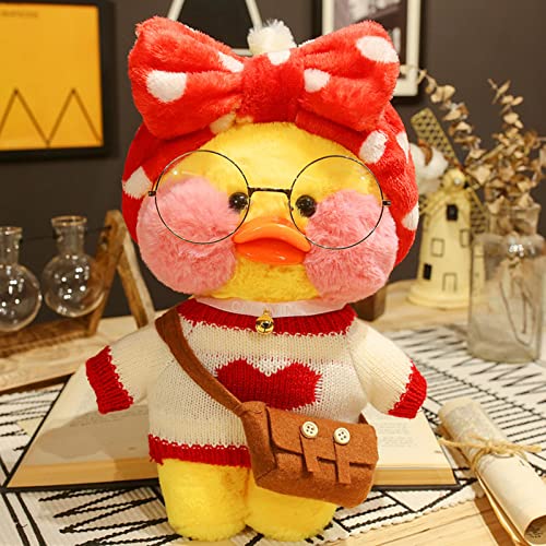 HICAS Gelbe Ente Kuscheltier Niedlich Plüsch Weiche Ente Plüschpuppe Korean Netred Trägt Hyaluronsäure Kleine Gelbe Ente Puppe Kinderspielzeug Geburtstagsgeschenk 30cm (Gelbe Ente 09) von HICAS