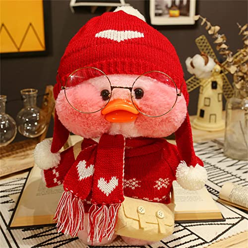 HICAS Gelbe Ente Kuscheltier Niedlich Plüsch Weiche Ente Plüschpuppe Korean Netred Trägt Hyaluronsäure Kleine Gelbe Ente Puppe Kinderspielzeug Geburtstagsgeschenk 30cm (Weihnachtsstil 02) von HICAS