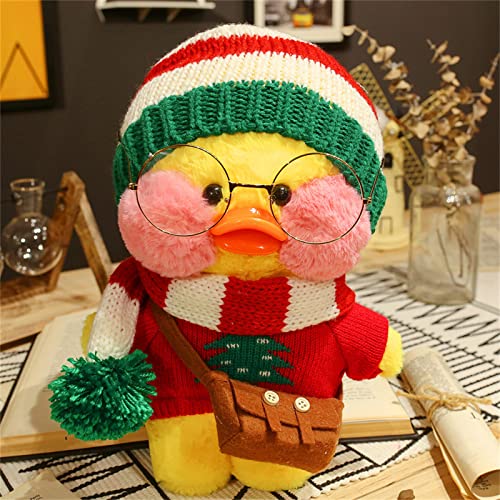 HICAS Gelbe Ente Kuscheltier Niedlich Plüsch Weiche Ente Plüschpuppe Korean Netred Trägt Hyaluronsäure Kleine Gelbe Ente Puppe Kinderspielzeug Geburtstagsgeschenk 30cm (Weihnachtsstil 04) von HICAS