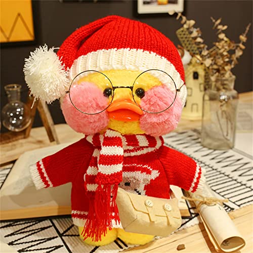 HICAS Gelbe Ente Kuscheltier Niedlich Plüsch Weiche Ente Plüschpuppe Korean Netred Trägt Hyaluronsäure Kleine Gelbe Ente Puppe Kinderspielzeug Geburtstagsgeschenk 30cm (Weihnachtsstil 05) von HICAS