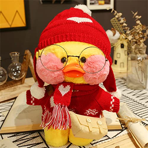 HICAS Gelbe Ente Kuscheltier Niedlich Plüsch Weiche Ente Plüschpuppe Korean Netred Trägt Hyaluronsäure Kleine Gelbe Ente Puppe Kinderspielzeug Geburtstagsgeschenk 30cm (Weihnachtsstil 06) von HICAS