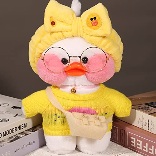 HICAS Gelbe Ente Kuscheltier Niedlich Plüsch Weiche Ente Plüschpuppe Korean Netred Trägt Hyaluronsäure Kleine Gelbe Ente Puppe Kinderspielzeug Geburtstagsgeschenk 30cm (Weiße Ente 01) von HICAS