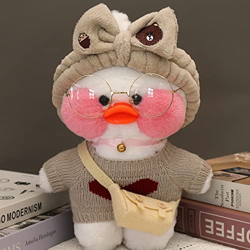 HICAS Gelbe Ente Kuscheltier Niedlich Plüsch Weiche Ente Plüschpuppe Korean Netred Trägt Hyaluronsäure Kleine Gelbe Ente Puppe Kinderspielzeug Geburtstagsgeschenk 30cm (Weiße Ente 02) von HICAS