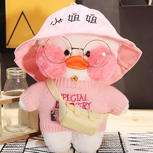 HICAS Gelbe Ente Kuscheltier Niedlich Plüsch Weiche Ente Plüschpuppe Korean Netred Trägt Hyaluronsäure Kleine Gelbe Ente Puppe Kinderspielzeug Geburtstagsgeschenk 30cm (Weiße Ente 04) von HICAS