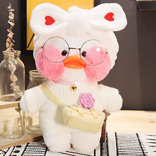 HICAS Gelbe Ente Kuscheltier Niedlich Plüsch Weiche Ente Plüschpuppe Korean Netred Trägt Hyaluronsäure Kleine Gelbe Ente Puppe Kinderspielzeug Geburtstagsgeschenk 30cm (Weiße Ente 08) von HICAS