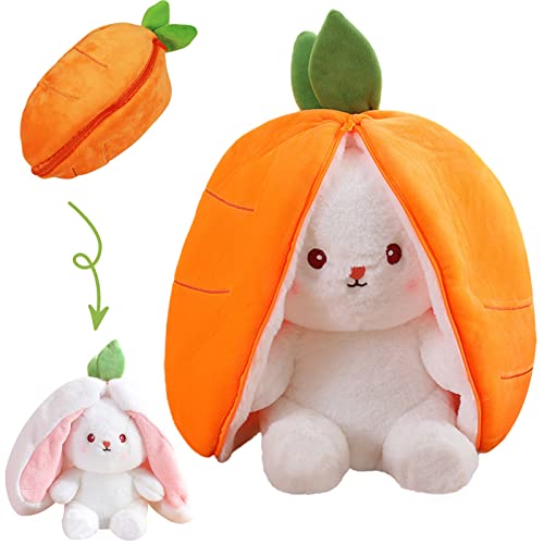 HICAS Osterhase Plüschtiere Kuscheltier Versteckspiel Hasen Kuscheltiere Süße Karotten & Erdbeeren Kaninchen Plüschtiere Geschenke für Kinder Jungen Mädchen (Karottenhäschen, 18cm/7.1in) von HICAS