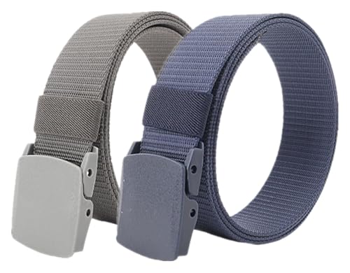 Einstellbares Nylon-Werkband für Männer 2 Military Tactical Belt for Men Women Lightweight Nylon Quick Release POM Belt,The Length from 110-160cm(Grey and Blue,130) von HIFRQVVC