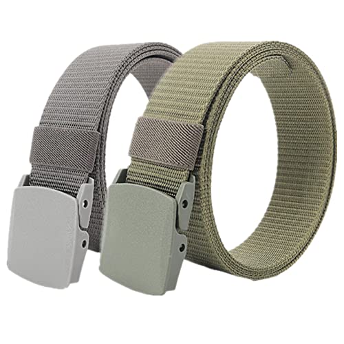 Einstellbares Nylon-Werkband für Männer 2 Military Tactical Belt for Men Women Lightweight Nylon Quick Release POM Belt,The Length from 110-160cm(Grey and Green,110) von HIFRQVVC