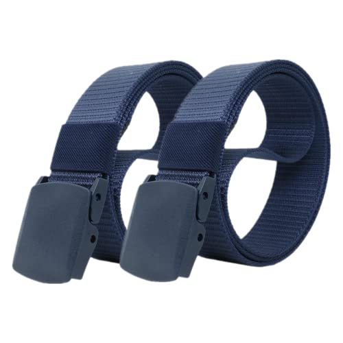 Einstellbares Nylon-Werkband für Männer 2 Packungen Unisex-Gürtel aus Nylon-Canvas for Damen und Herren, stufenlos Verstellbarer Stoffgürtel mit Kunststoffschnalle(Blue,110) von HIFRQVVC