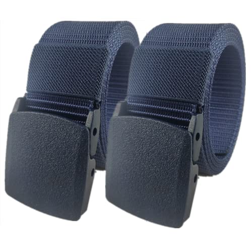 Einstellbares Nylon-Werkband für Männer 2er-Pack Nylongürtel for Männer und Frauen, militärischer taktischer Hochleistungsgürtel, Schnellverschluss, metallfreier Canvas-Gürtel, 120 x 3,8 cm(Navy) von HIFRQVVC