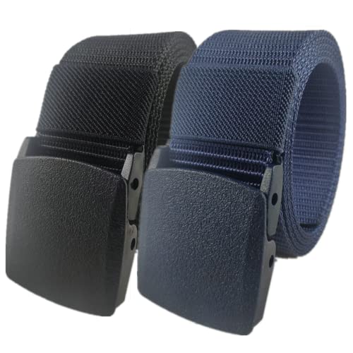 Einstellbares Nylon-Werkband für Männer 2er-Pack Nylongürtel for Männer und Frauen, militärischer taktischer Hochleistungsgürtel, Schnellverschluss, metallfreier Canvas-Gürtel, 120 x 3,8 cm(Black and von HIFRQVVC