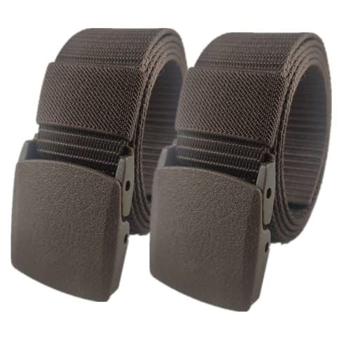 Einstellbares Nylon-Werkband für Männer 2er-Pack Nylongürtel for Männer und Frauen, militärischer taktischer Hochleistungsgürtel, Schnellverschluss, metallfreier Canvas-Gürtel, 120 x 3,8 cm(Coffee) von HIFRQVVC