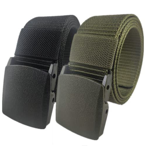 Einstellbares Nylon-Werkband für Männer 2er-Pack Nylongürtel for Männer und Frauen, militärischer taktischer Hochleistungsgürtel, Schnellverschluss, metallfreier Canvas-Gürtel, 120 x 3,8 cm(Black and von HIFRQVVC