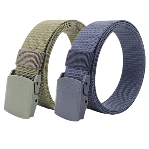 Einstellbares Nylon-Werkband für Männer 2er-Pack Unisex-Gürtel aus Nylon-Canvas, 3,8 cm Breite, stufenlos Verstellbarer Stoffgürtel mit Kunststoffschnalle(Blue and Green,130) von HIFRQVVC