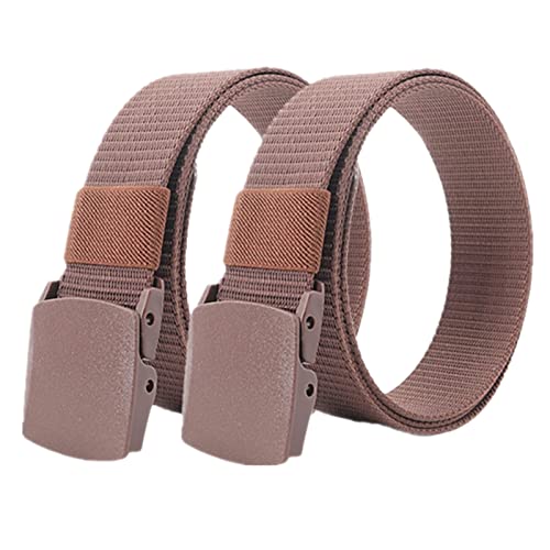 Einstellbares Nylon-Werkband für Männer 2er-Pack Unisex-Gürtel aus Nylon-Canvas, 3,8 cm Breite, stufenlos Verstellbarer Stoffgürtel mit Kunststoffschnalle(Brown,130) von HIFRQVVC