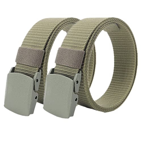 Einstellbares Nylon-Werkband für Männer 2er-Pack Unisex-Gürtel aus Nylon-Canvas, 3,8 cm Breite, stufenlos Verstellbarer Stoffgürtel mit Kunststoffschnalle(Green,110) von HIFRQVVC