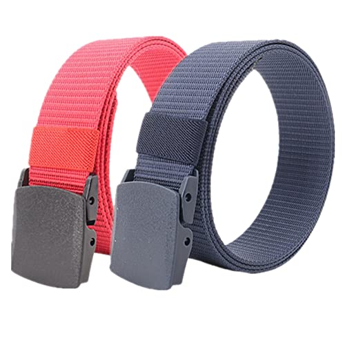 Einstellbares Nylon-Werkband für Männer 2er-Pack Unisex-Gürtel aus Nylon-Canvas, 3,8 cm Breite, stufenlos Verstellbarer Stoffgürtel mit Kunststoffschnalle(Red and Blue,130) von HIFRQVVC