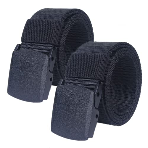 Einstellbares Nylon-Werkband für Männer 2er-Pack Unisex-Gürtel aus Nylon-Canvas for Damen und Herren – Militärischer taktischer Gürtel – stufenlos Verstellbarer Stoffgürtel(Black,130cm/51inch) von HIFRQVVC