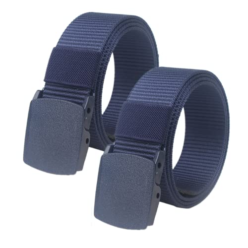 Einstellbares Nylon-Werkband für Männer 2er-Pack Unisex-Gürtel aus Nylon-Canvas for Damen und Herren – Militärischer taktischer Gürtel – stufenlos Verstellbarer Stoffgürtel(Blue,140cm/55inch) von HIFRQVVC