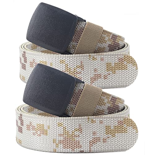 Einstellbares Nylon-Werkband für Männer Gürtel for Herren und Damen, robuste Taktische Camouflage-Nylon-Canvas-Gürtel mit Schnellverschluss-Kunststoffschnalle, 2er-Pack(Khaki Camo,110CM(43")) von HIFRQVVC