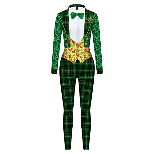 2023 New Ireland Green Clothing St. Patrick's Day Clover Bow Digital Printing Performance Adult Clothes, B142-409, Large von HIGGEL