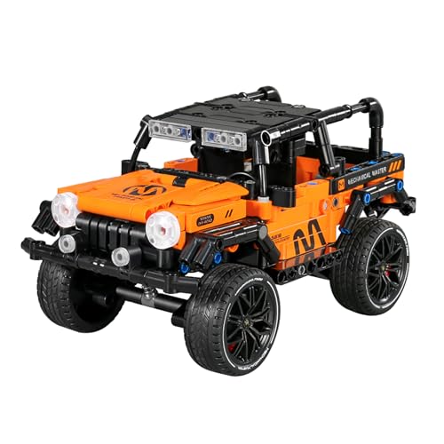 HIGH GODO Techink Jeep Auto Klemmbausteine, 502 Teile Geländewagen mit Rückziehmotor und Stoßdämpfer, All-Terrain Bausteine Modell Geschenk für Jungen ab 9 Jahren von HIGH GODO