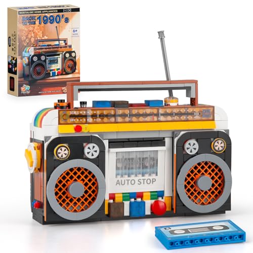 HIGH GODO Klassische Retro Radio Spielzeug, 554 Teile Mini Bausteine Kreativ Radio Spielzeug, Schreibtischdeko Modell Ideas Geschenk für Erwachsene Jugendliche Mädchen Jungen von HIGH GODO