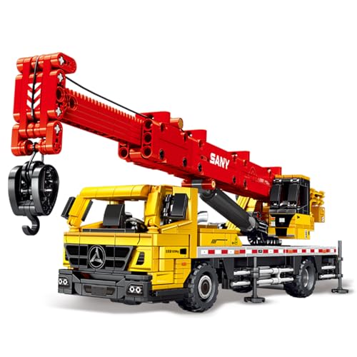 HIGH GODO Technik Kran Klemmbausteine, 991 Teile 1:24 Model LKW Baukran Bausatz,Geländekran Geburtstag Geschenke für Erwachsene und Jungen ab 8 Jahre von HIGH GODO