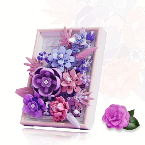 HIGH GODO Blumen Klemmbausteine Set, Rose Icons Flowers Fotorahmen Bausteine 16 * 23 cm, Kompatibel mit Lego Blume, Deko Spielzeug Mädchen ab 8 Jahren oder Erwachsene, Lisa von HIGH GODO