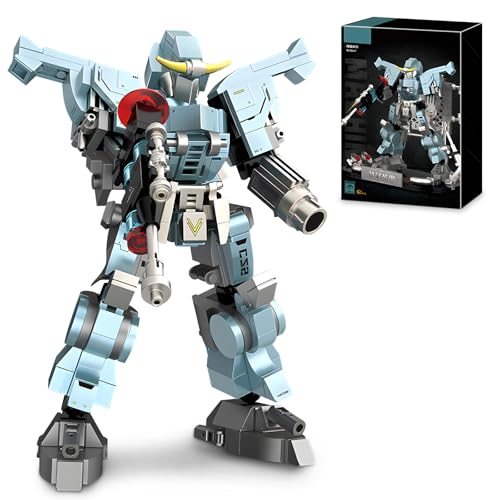 HIGH GODO Mech Roboter Bausteine Set, 428 Teile Action Roboter Modell mit Basis, Klemmbausteine Transforming Spielzeug Creator Geschenke für Jungen und Mädchen von HIGH GODO