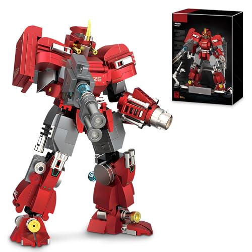 HIGH GODO Mech Roboter Bausteine Set, 453 Teile Action Roboter Modell mit Basis, Klemmbausteine Transforming Spielzeug Creator Geschenke für Jungen und Mädchen von HIGH GODO