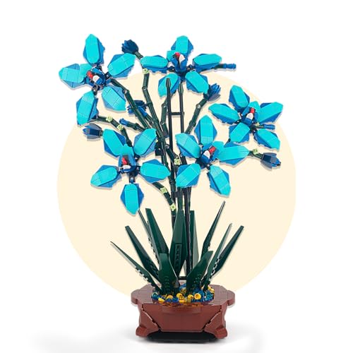 HIGH GODO Orchidee Blumen Klemmbausteine, 1097 Teile Pflanzen Bonsai Bausteine Set, Home und Büro Deko, Geschenke für Frauen Erwachsene Männer von HIGH GODO