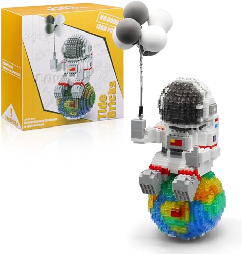 HIGH GODO Space Astronaut Mikro Klemmbausteine Set mit LED, 1368 Teile Mini Figuren, Schreibtisch Deko, Geschenke Spielzeug für Erwachsene oder Jugendliche von HIGH GODO