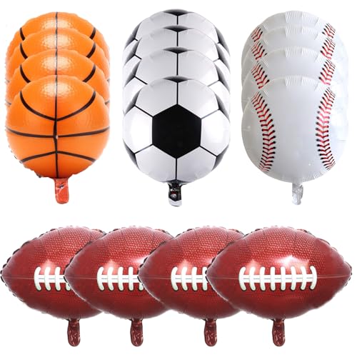 Sport Folienballon, 16 Stück 18 Zoll Basketball Luftballons Fußball Ballons Baseball Luftballons Fussball Folienballon Sport Foil Ballons Geburtstag Dekoration Party Dekoration für Junge Sport Party von HILAVO