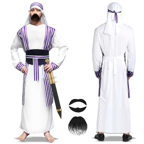 HILKKET Araber Scheich Weißer Anzug, Scheich Kostüm Herren, Elegantes Herrenkostüm für Karneval, Cosplay (2XL) von HILKKET