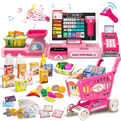 HILKKET Kasse Kinder Spielzeug, Kinderkasse mit Scanner, Sound, Rechnerfunktion, Spielgeld und Zubehör, Kaufladen Zubehör Rollenspiel Weihnachten Geschenk, Spielkasse ab Jungen Mädchen 3-6 Jahren HILKKET Kasse Kinder Spielzeug, Kinderkasse mit Scanner, Sound, Rechnerfunktion, Spielgeld und Zubehör, Kaufladen Zubehör Rollenspiel Weihnachten Geschenk, Spielkasse ab Jungen Mädchen 3-6 Jahren von HILKKET