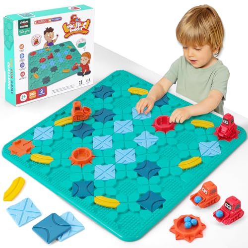 HILKKET Kinderspielzeug STEM Brettspiele, Logischer Straßenbauer für Kinder, Logik Labyrinthe Puzzles Spiele, Brett Labyrinth Spiele, Logisches Straßenbauspiel Montessori Geschenke für Jungen Mädchen von HILKKET