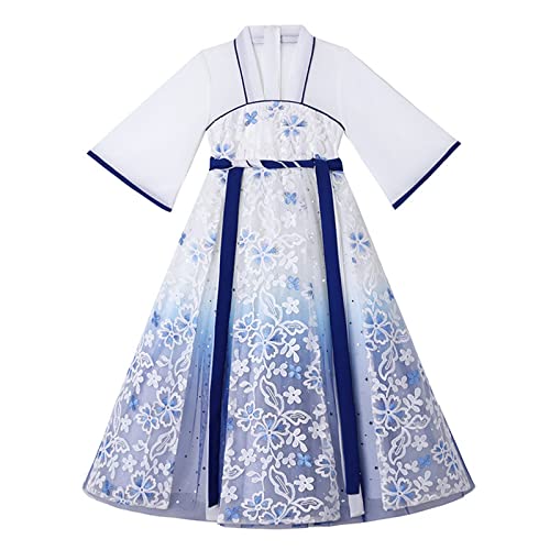 Chinesischer Prinzessinnenrock im Hanfu-Stil, traditionelles Feen-Stickerei-Kleid, flauschiges Kostüm for Mädchen, Partyabend(150) von HIMKSRE