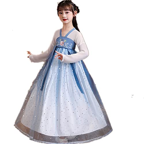 HIMKSRE Alte chinesische traditionelle Kostüm Hanfu Kinder Sommer lose Stickerei Mädchen Fee Kleider Party Bühne Kleid(Red1,120) von HIMKSRE