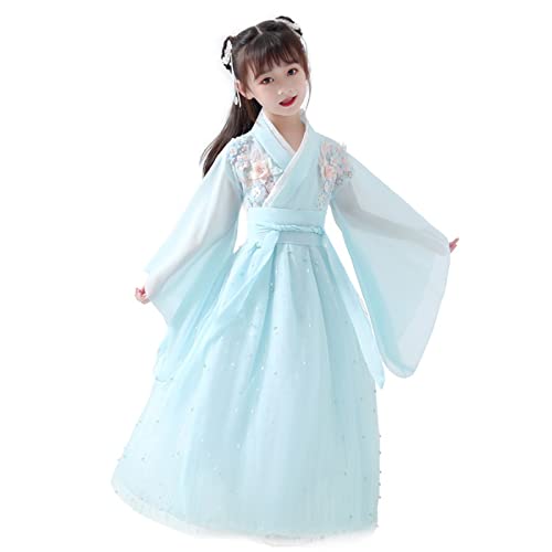 HIMKSRE Altes chinesisches Kostüm, Kind, Kind, Feenkleid, Cosplay, Hanfu, Volkstanz, Performance-Kleidung, chinesisches traditionelles Kleid for Mädchen(140) von HIMKSRE