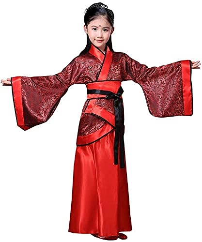 HIMKSRE China Hanfu – Rote Retro-Hanfu-Kinderkostüme for Mädchen(Red(Style 1),130) von HIMKSRE