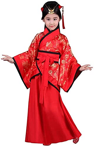 HIMKSRE China Hanfu – Rote Retro-Hanfu-Kinderkostüme for Mädchen(Red(style 2),120) von HIMKSRE