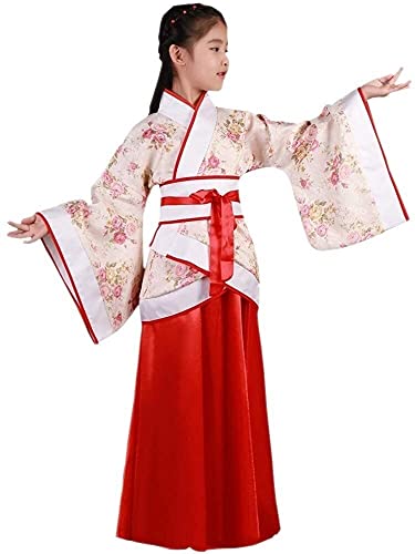 HIMKSRE China Hanfu – Rote Retro-Hanfu-Kinderkostüme for Mädchen(Red(Style 3),100) von HIMKSRE