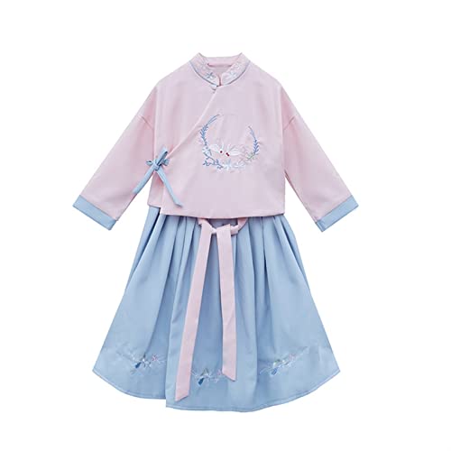 HIMKSRE Chinesischen Volkstanz Kleid Kind Hanfu Kleid Alten Chinesischen Tang-anzug Prinzessin Kleidung for Kinder Bühne Tragen Kostüm SL1205(110) von HIMKSRE