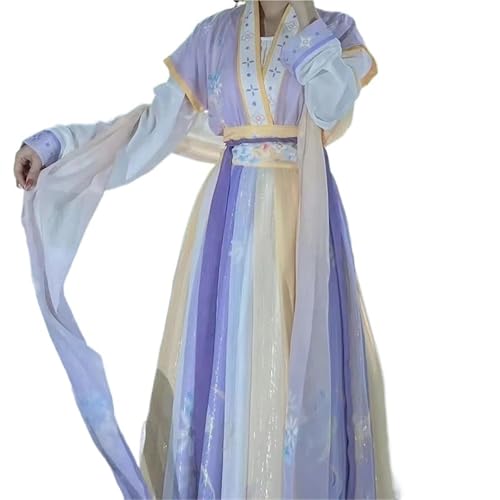 HIMKSRE Chinesisches traditionelles Hanfu-Kostüm for Mädchen und Frauen, antikes Kleid, orientalisches Prinzessinnenkleid, Elegante Tanzkleidung aus der Tang-Dynastie(Purple1,L) von HIMKSRE