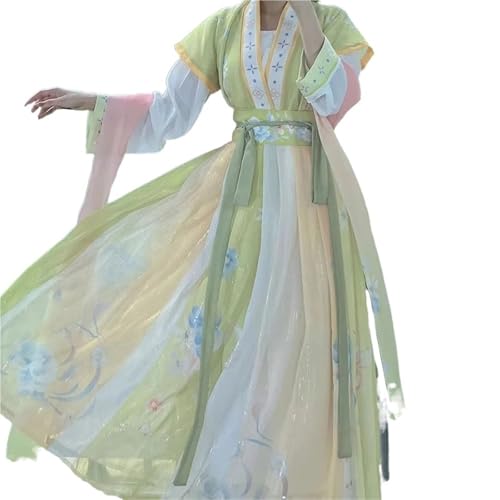 HIMKSRE Chinesisches traditionelles Hanfu-Kostüm for Mädchen und Frauen, antikes Kleid, orientalisches Prinzessinnenkleid, elegante Tanzkleidung aus der Tang-Dynastie(Green1,M) von HIMKSRE