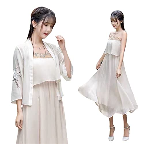 HIMKSRE Cosplay-Kostüme, Hanfu-Damen-Sommerkleid, Chiffon-Sling-Cardigan-Kleid, Tang-Anzug, chinesisches traditionelles Kleid(L) von HIMKSRE